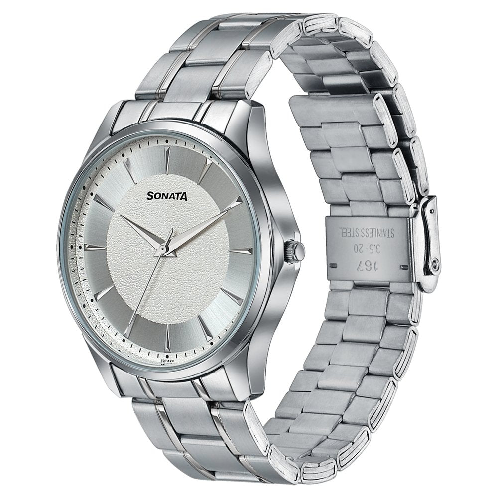 Sonata Traditional Essentials Silver Dial Stainless Steel Strap Watch image 3