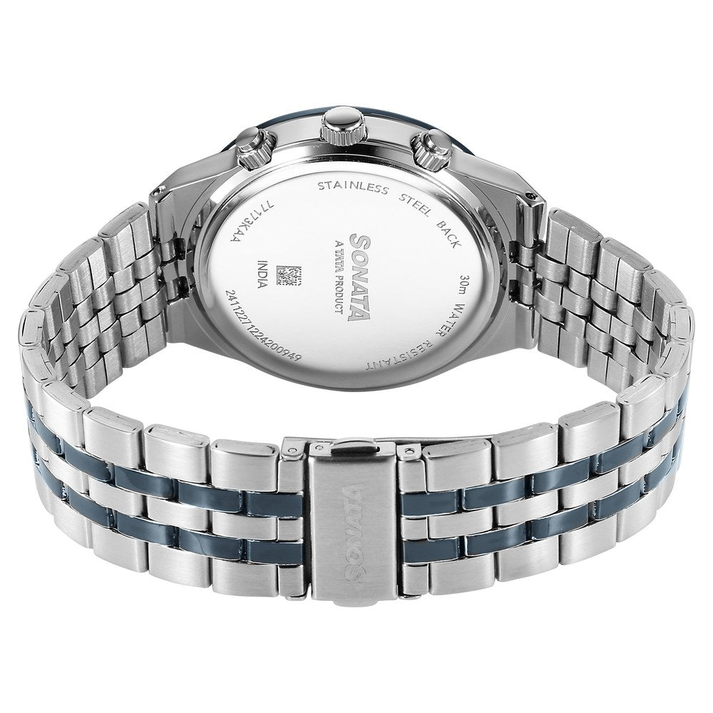 Sonata Eternia Quartz Multifunction Blue Dial Metal Strap Watch For Men image 5