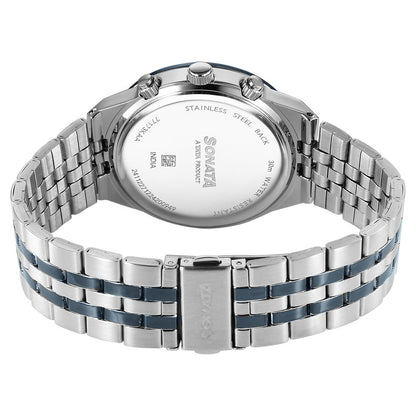 Sonata Eternia Quartz Multifunction Blue Dial Metal Strap Watch For Men image 5