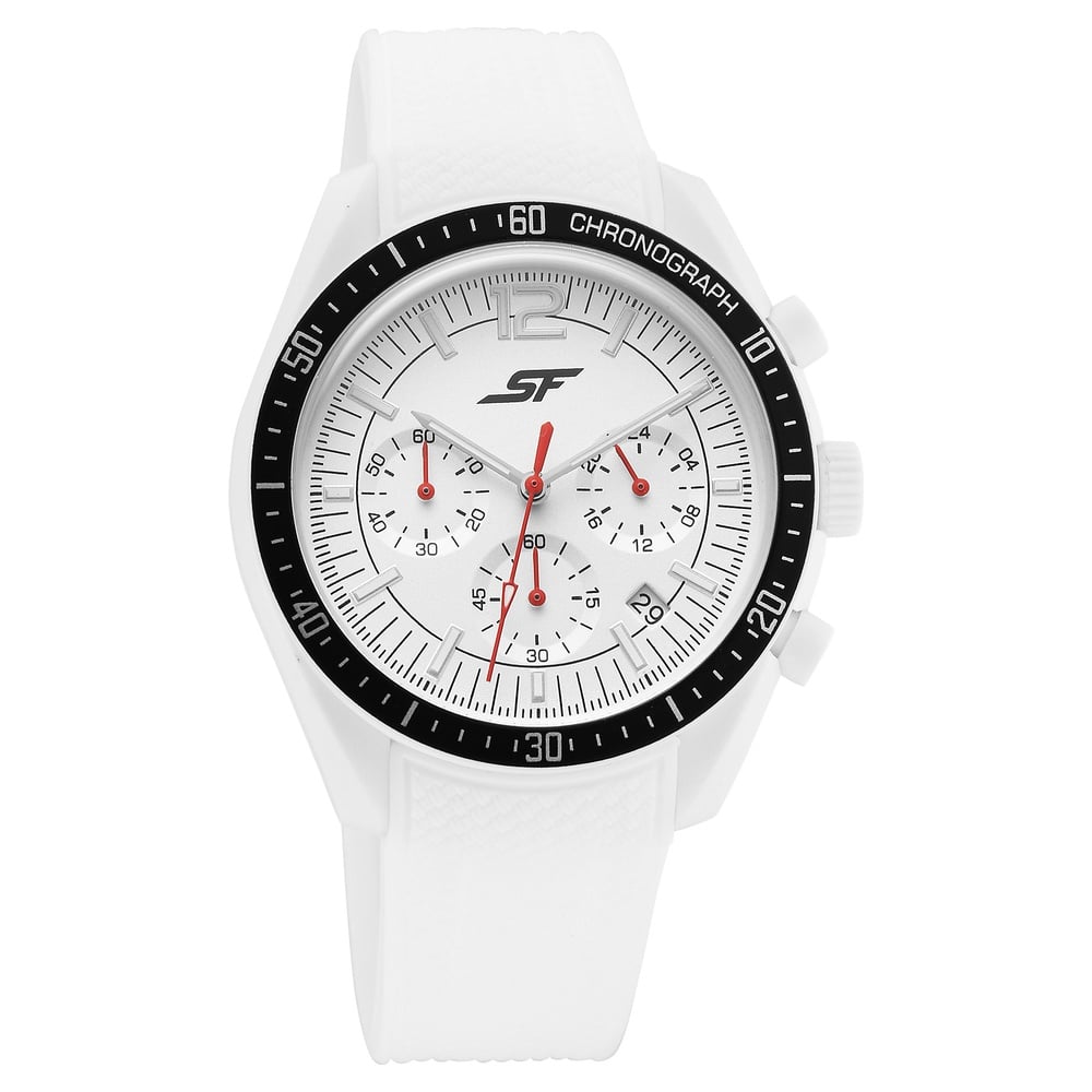Sonata SF Genesis Bold Chronograph Watch for Men with White strap image 1