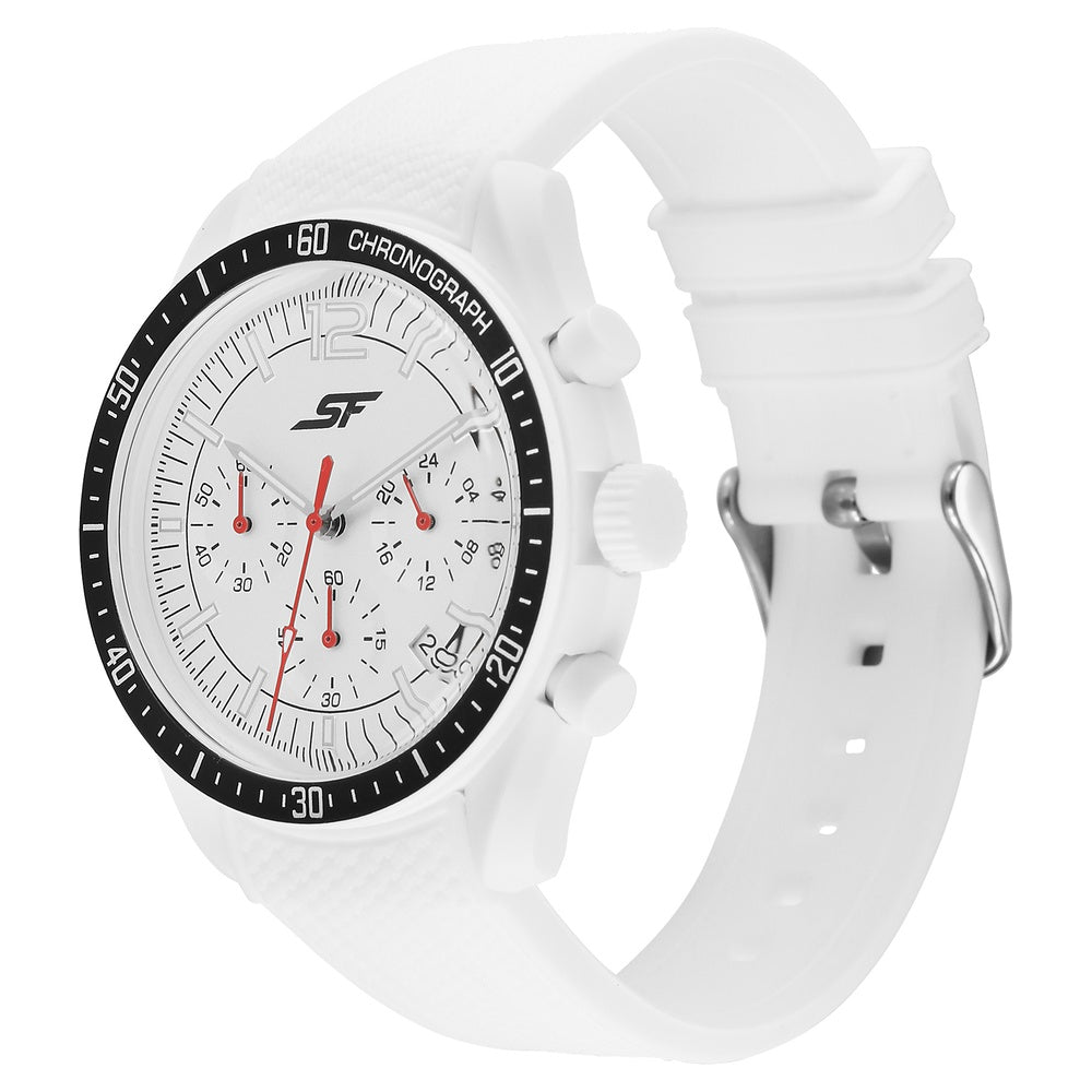 Sonata SF Genesis Bold Chronograph Watch for Men with White strap image 2