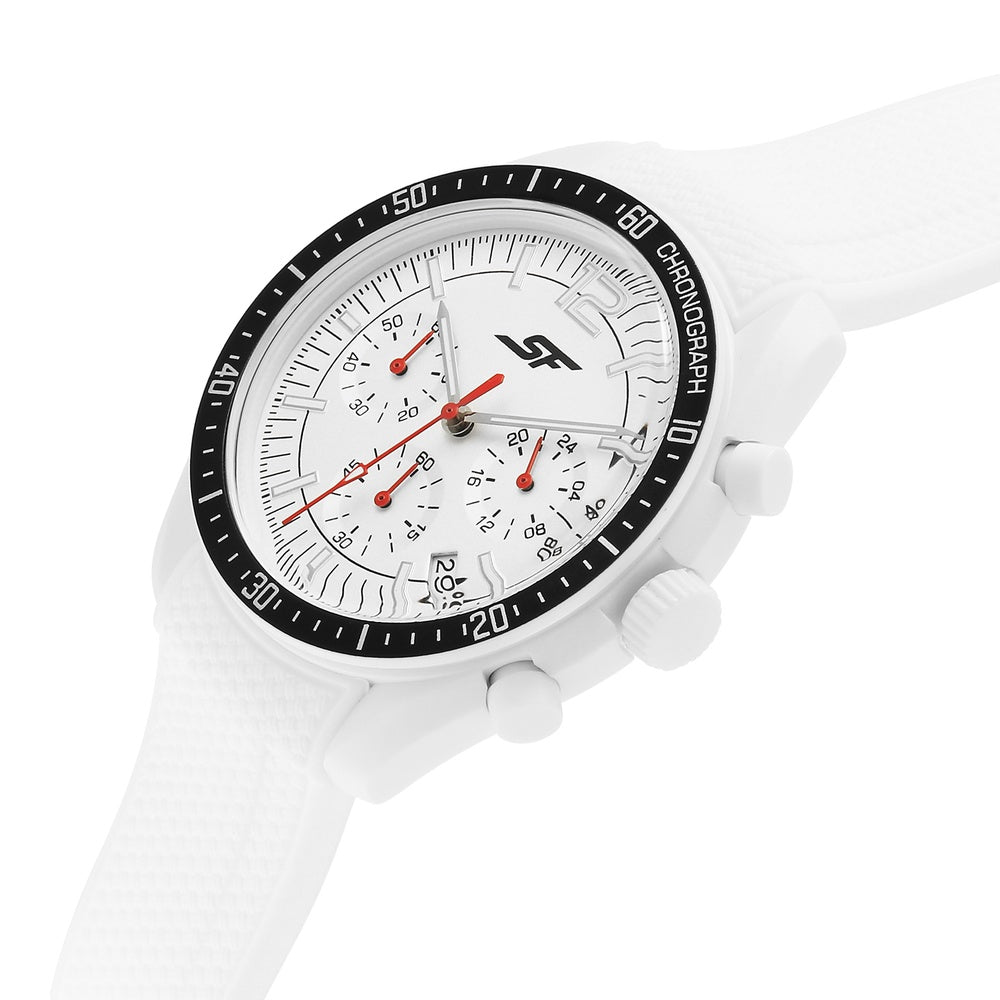 Sonata SF Genesis Bold Chronograph Watch for Men with White strap image 3