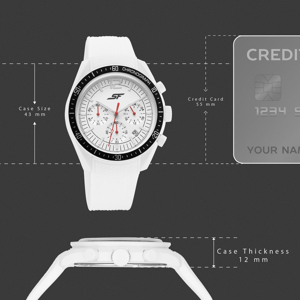 Sonata SF Genesis Bold Chronograph Watch for Men with White strap image 4