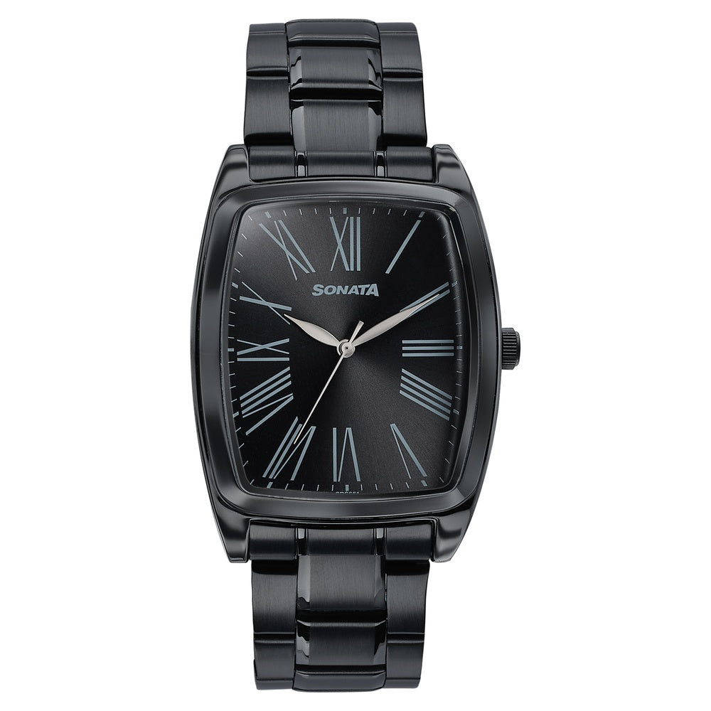 Sonata Ascent Black Tonneau Watch for Men image 1