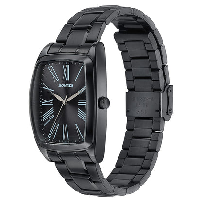 Sonata Ascent Black Tonneau Watch for Men image 3