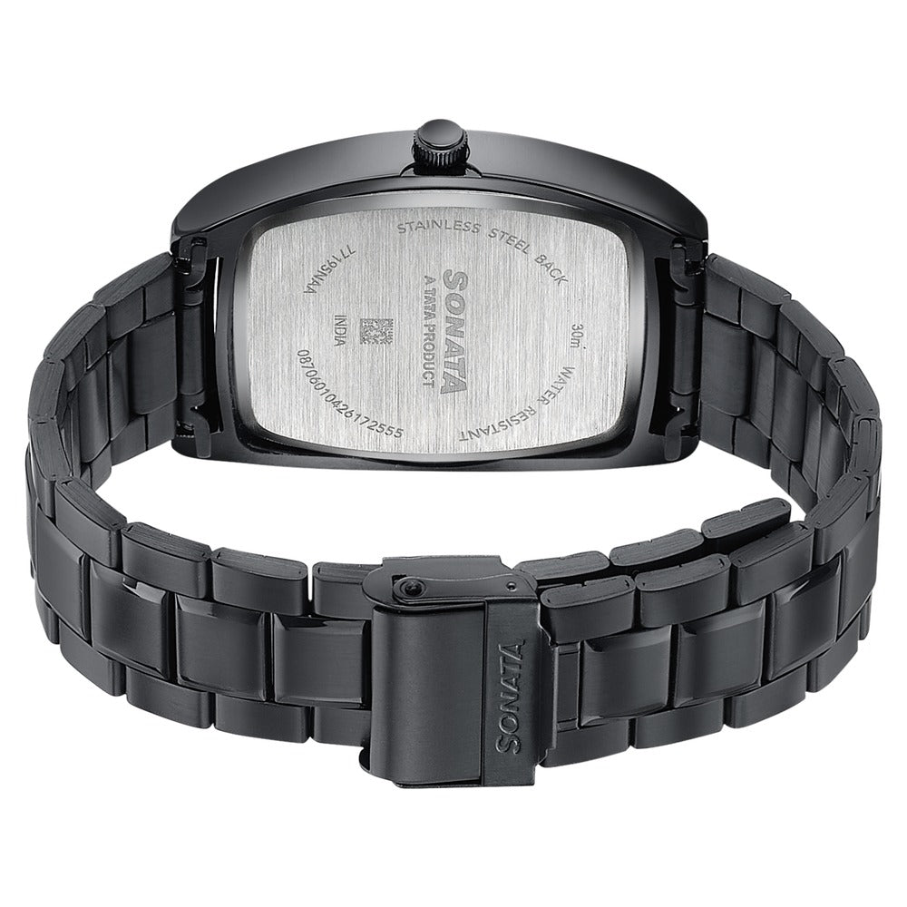 Sonata Ascent Black Tonneau Watch for Men image 6