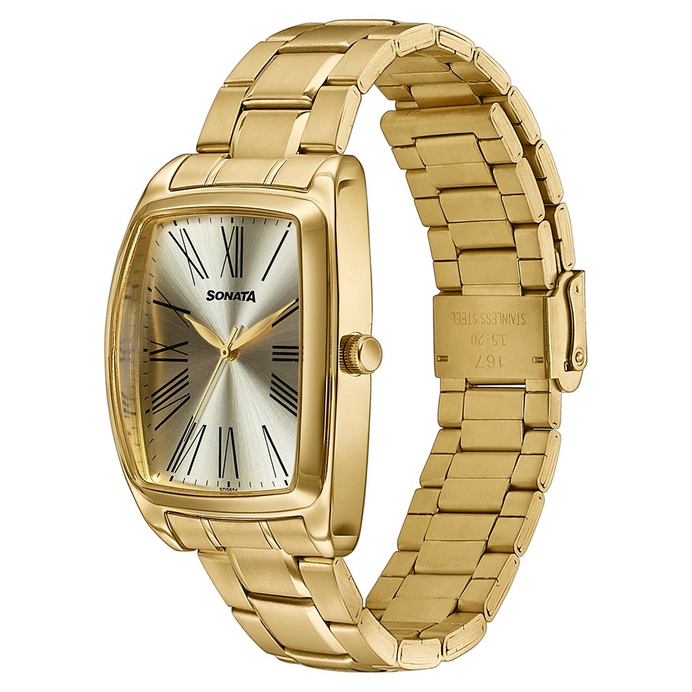 Sonata Ascent Gold Tonneau Watch for Men image 3