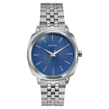 Sonata Vector Blue Textured Dial Silver Tone Bracelet Watch for Men image 2