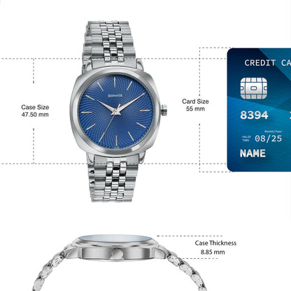 Sonata Vector Blue Textured Dial Silver Tone Bracelet Watch for Men image 4
