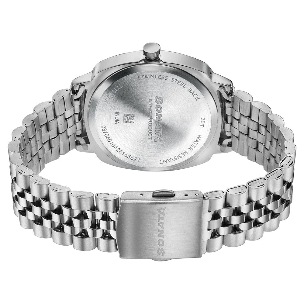Sonata Vector Blue Textured Dial Silver Tone Bracelet Watch for Men image 7