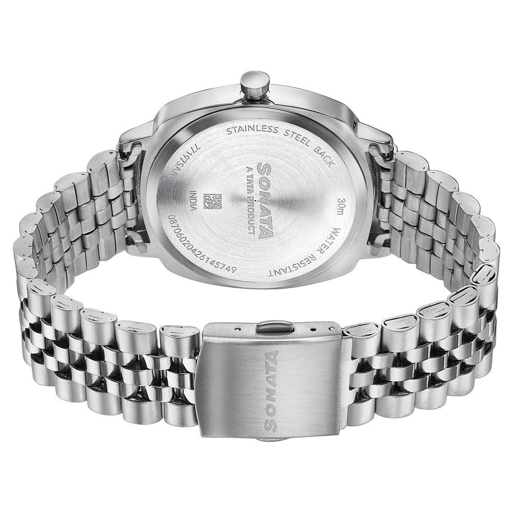 Sonata Vector Black Textured Dial Silver Tone Bracelet Watch for Men image 7