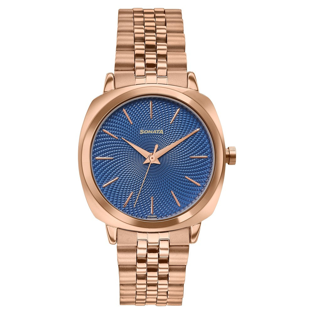 Sonata Vector Blue Dial Rose Gold Tone Bracelet Watch for Men image 2