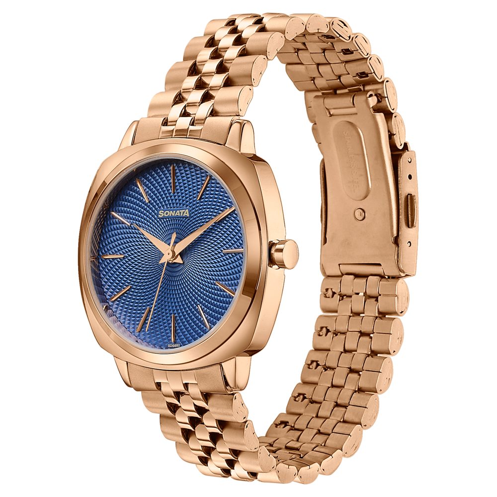 Sonata Vector Blue Dial Rose Gold Tone Bracelet Watch for Men image 5