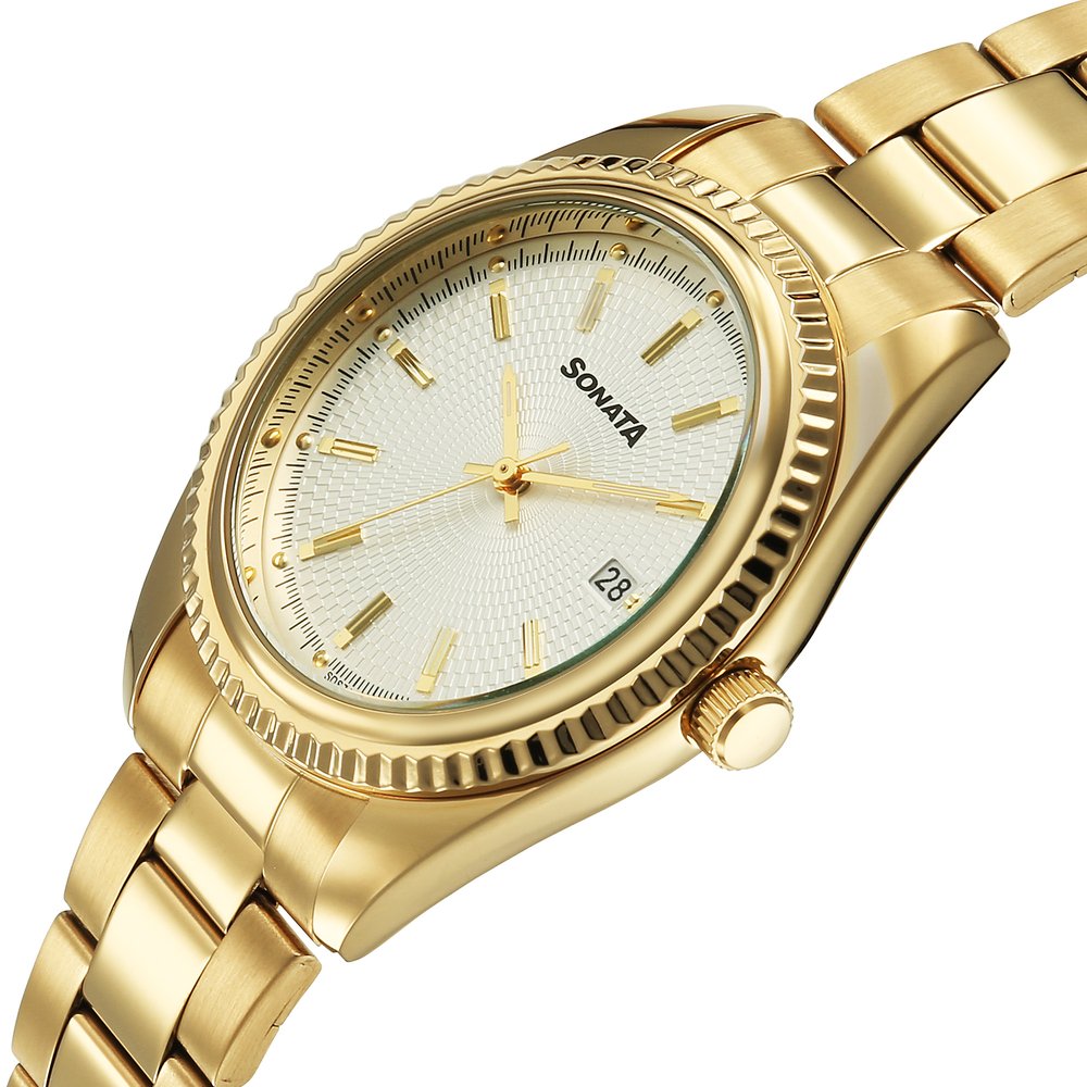 Sonata Festive Quartz Analog with Date Silver Dial Metal Strap Watch For Men image 3