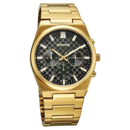 Sonata Festive Quartz Analog Multicoloured Dial Metal Strap Watch For Men Style 77201YM01 image 1