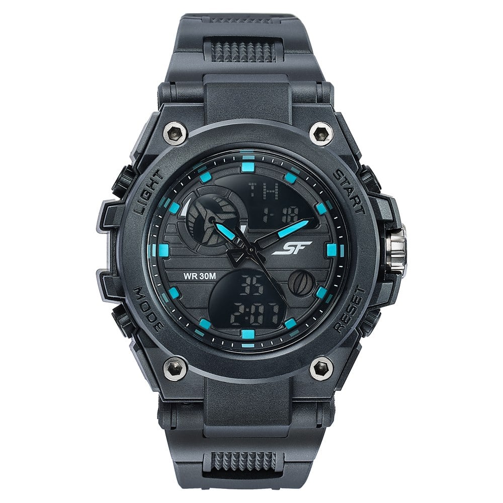 Sonata SF Ignite Stealth Cyan Anadigi Watch image 1