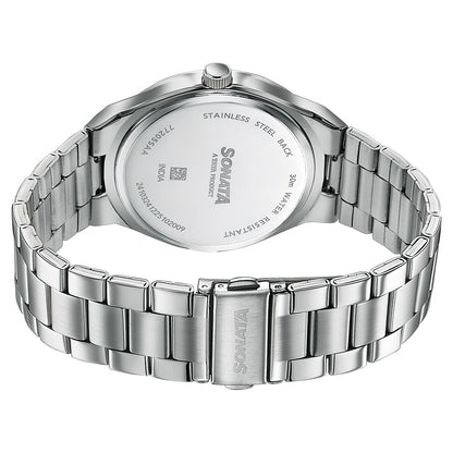 Sonata Jashn Quartz Analog Black Dial Silver Metal Strap Watch For Men image 6