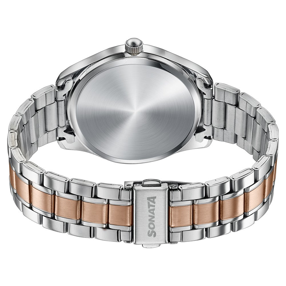 Sonata Jashn Quartz Analog Brown Dial Two Toned Metal Strap Watch For Men image 6