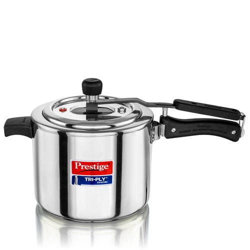 Prestige Triply Svachh Spillage Control Inner Lid Induction Bottom Pressure Cooker 5 L