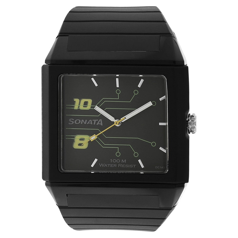Sonata SF Quartz Analog Black Dial Plastic Strap Watch for Men image 1
