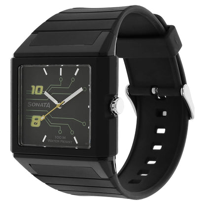 Sonata SF Quartz Analog Black Dial Plastic Strap Watch for Men image 2
