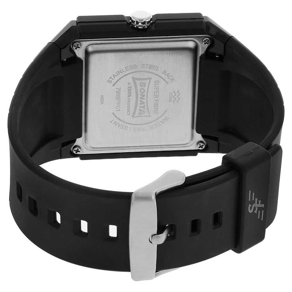 Sonata SF Quartz Analog Black Dial Plastic Strap Watch for Men image 4