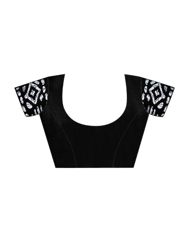 Sudathi Ready To Wear Black Printed Cotton Saree - PUSHMYCART