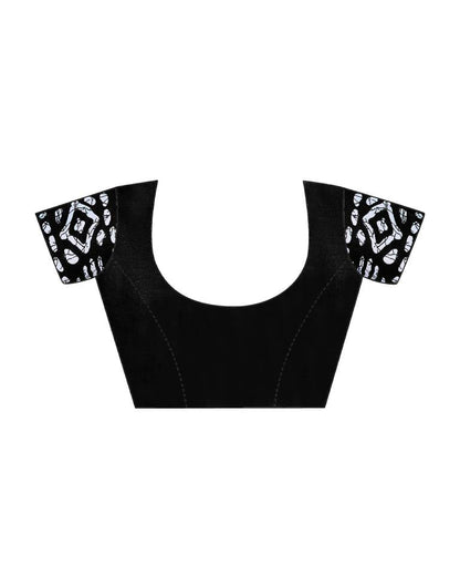 Sudathi Ready To Wear Black Printed Cotton Saree - PUSHMYCART