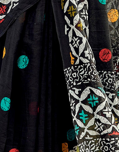 Sudathi Ready To Wear Black Printed Cotton Saree - PUSHMYCART