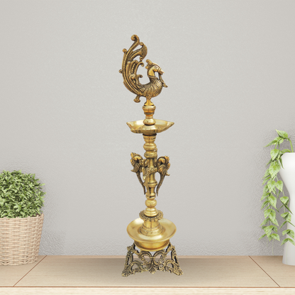 Brass Table Oil Lamp Deepak 5.36Kg - PUSHMYCART