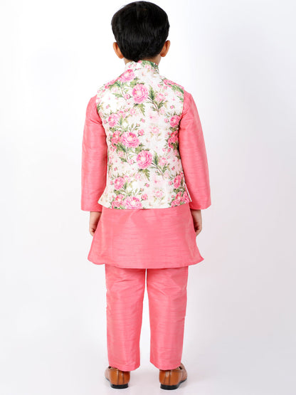 silk blend floral printed siblings set 1