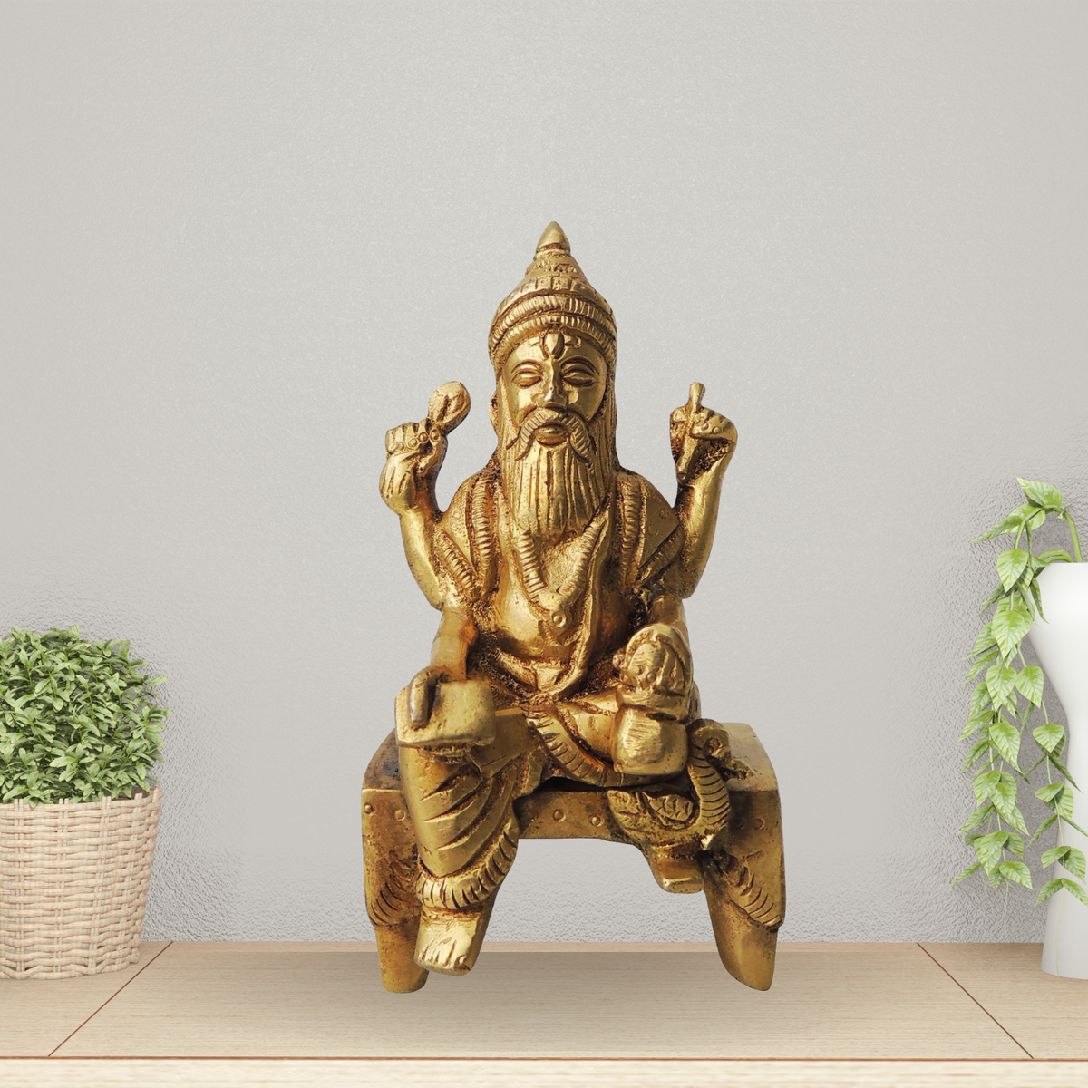 Brass Vishwakarma Statue 0.4Kg - PUSHMYCART