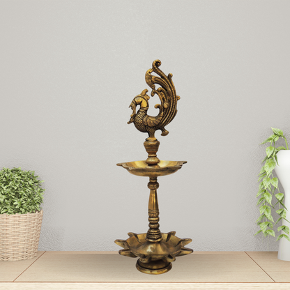 Brass Table Oil Lamp Deepak 3.14Kg - PUSHMYCART