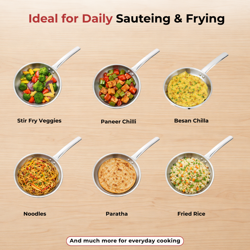 Vinod Claro Heavy Gauge Stainless Steel Fry Pan (Plain) with 1.5 mm Thickness 1000 ml - view 9
