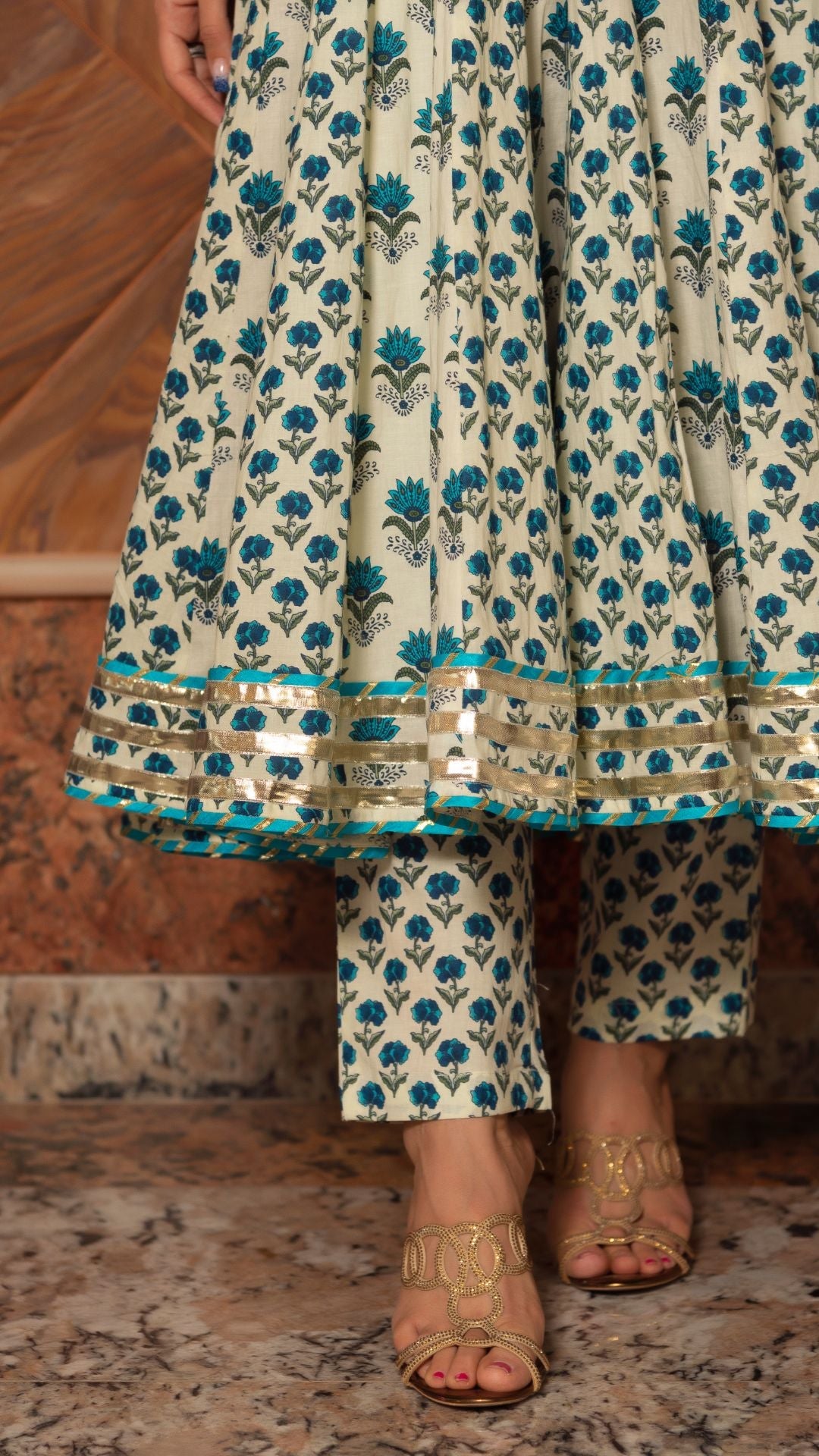 Paisely Cotton Kalidar Anarkali Set