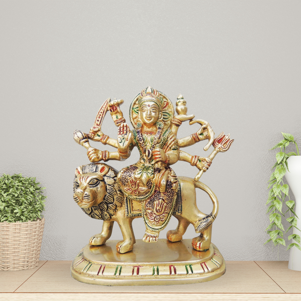 Brass Goddess Durga Superfine Idol 1.3Kg - PUSHMYCART