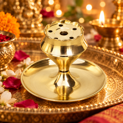 Brass Round Agarbatti Stand 54gm