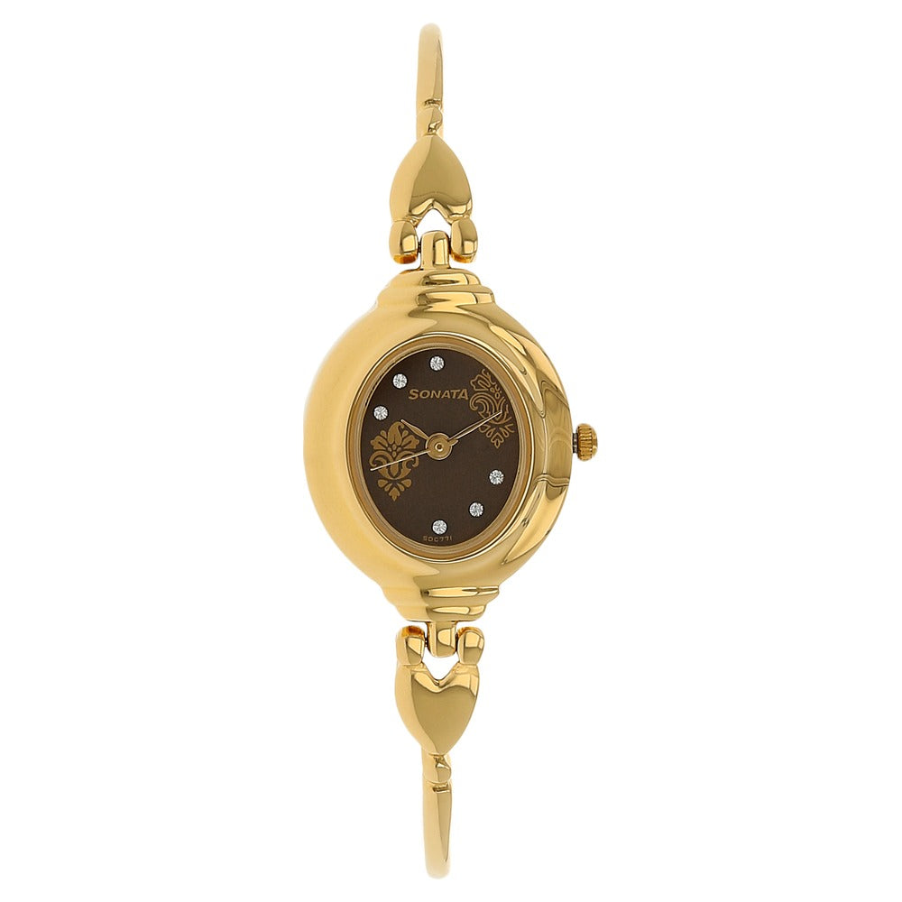 Sonata Quartz Analog Brown Dial Metal Strap Watch for Women image 1