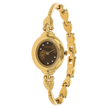 Sonata Quartz Analog Brown Dial Metal Strap Watch for Women image 2