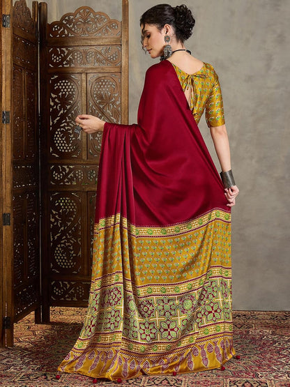 Vasthrlay Ethnic Cream Saree with decorative printed design