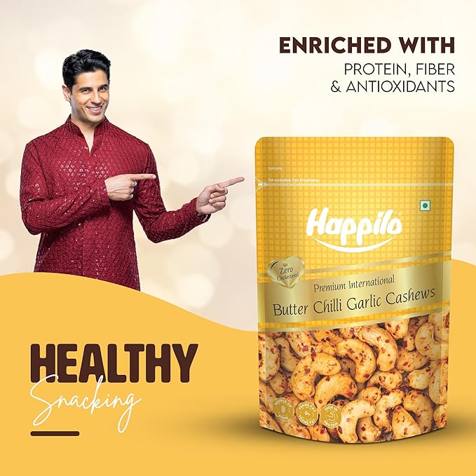 Happilo Premium Butter Chilli Garlic Cashew - PUSHMYCART