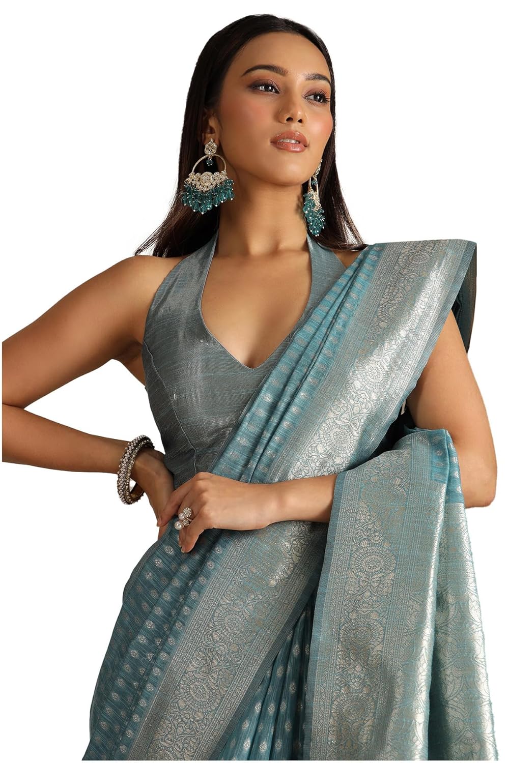 Vasthrlay Cream Tussar Traditional Saree for festive ethnic occasions