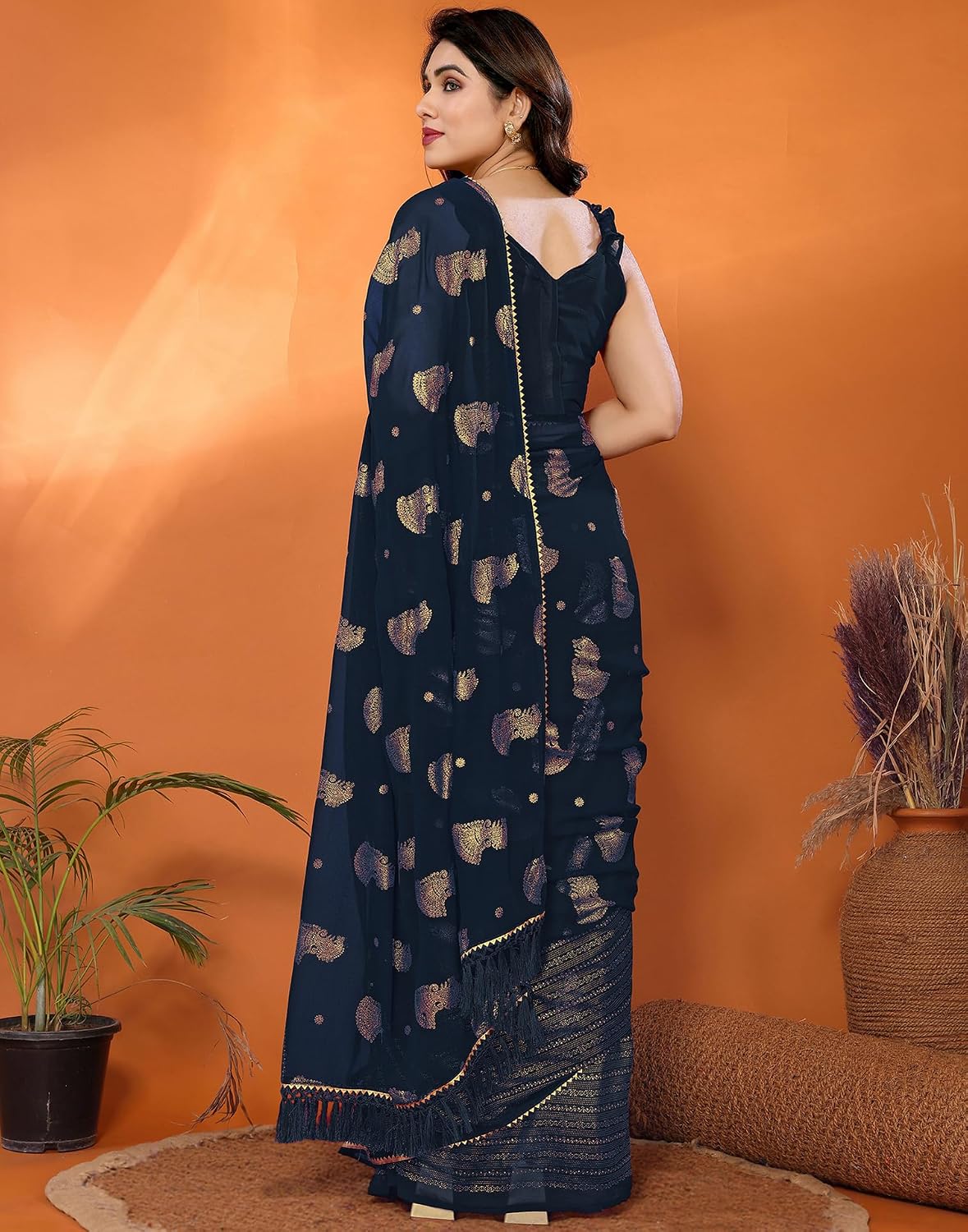 Vasthrlay Georgette saree in Red colour for festive occasions