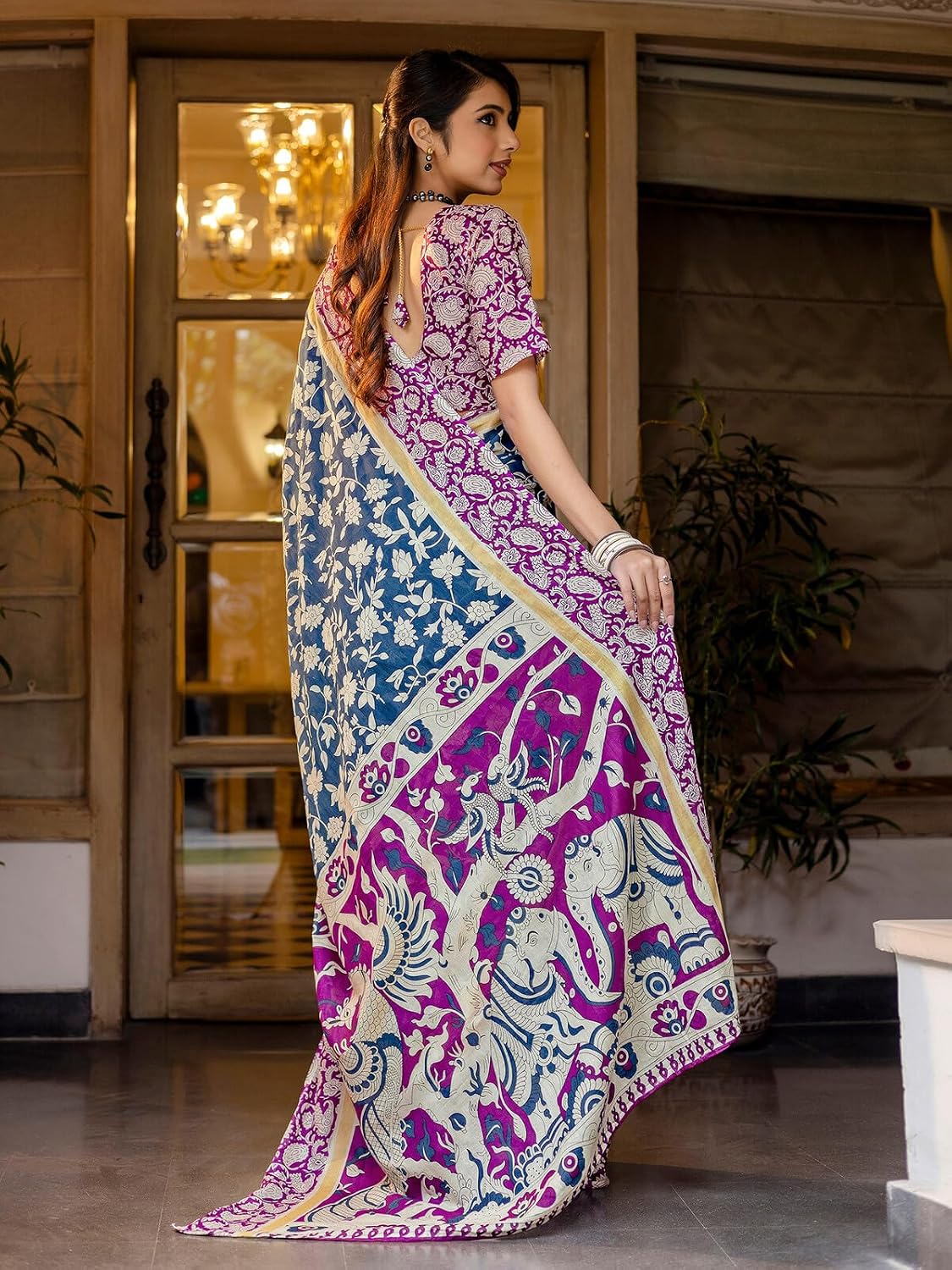 Vasthrlay Printed saree design in Red traditional style