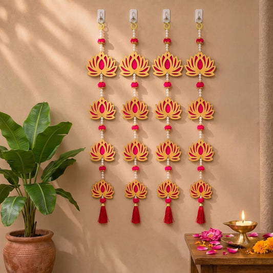 Jeevan Handicraft Jhumki Lotus Hanging 34 Inch Pack of 4
