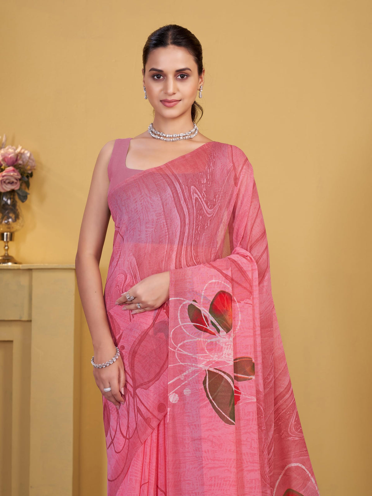Vasthrlay Georgette Classic Saree with decorative printed design
