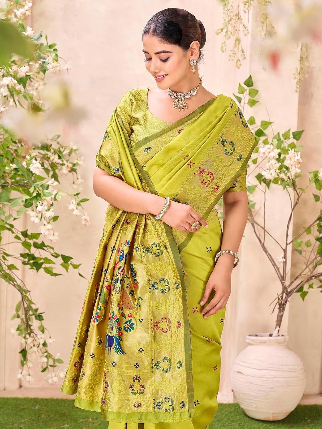 Vasthrlay Green Traditional Saree for wedding and party wear styling