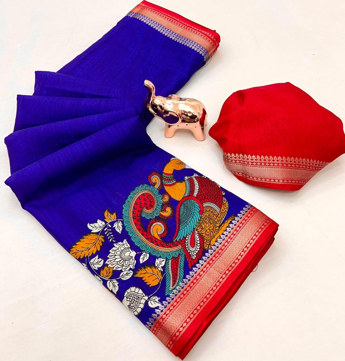 Vasthrlay Ethnic Classic Saree with decorative Kalamkari design