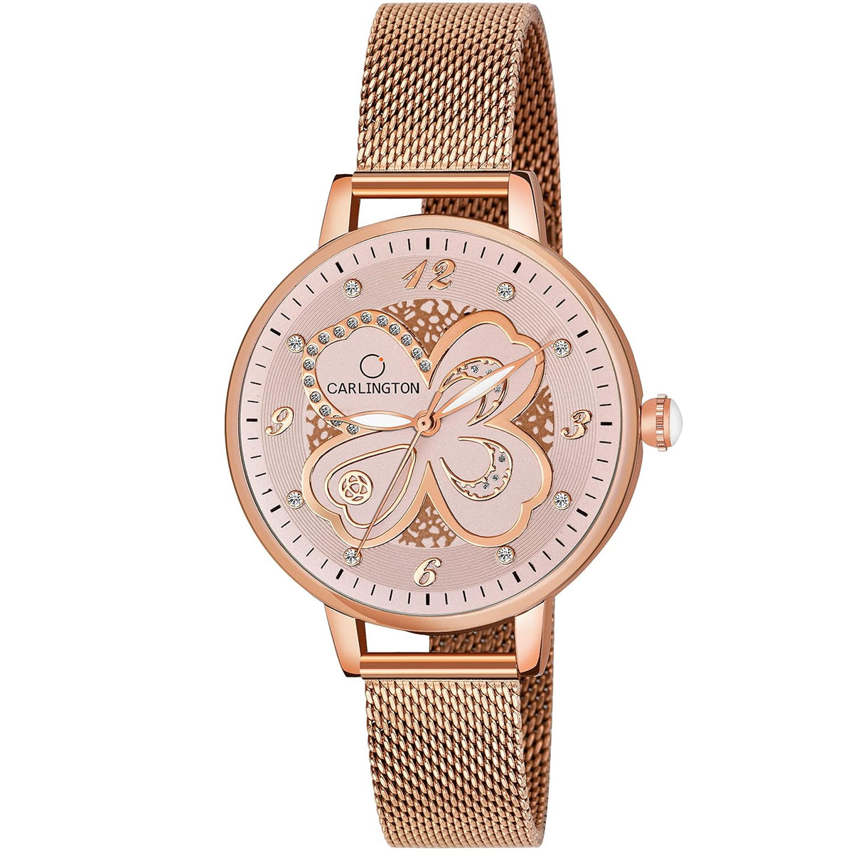 Carlington Analog Watches for Women with mesh Strap - CT 2019 - Rose Gold