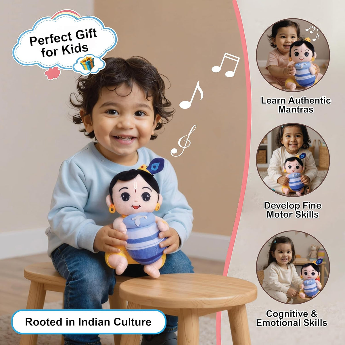 Mantra Chanting Soft Toy (25 Cm) Baby Krishna Musical Soft Plush Toy